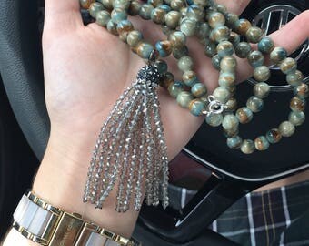 double wrap necklace w/ silver tassle