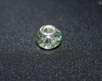 1 x Pearl (LOT ALPHA) transparent ridged glass compatible Pandora Green