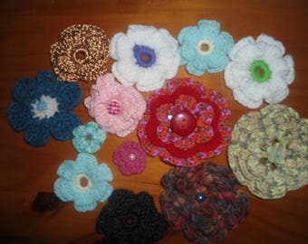 Set of crochet flowers handmade 23
