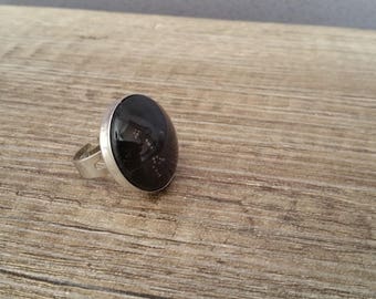 Purple glass cabochon Adjustable ring