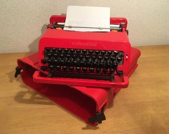 Red Olivetti Valentine Typewriter Rare Working Model Made In Spain 1970's