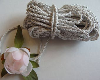 White genuine leather woven braided 3 mm diameter cord