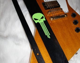 Punisher leather guitar strap
