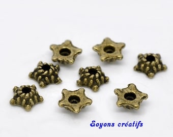Set of 50 cups flowers 5mm bronze beads