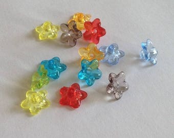 Set of 100 beads assorted colorful flowers