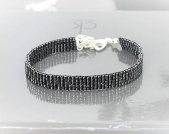 Black chrome hand woven miyuki beads