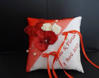 Ivory and Red cushion