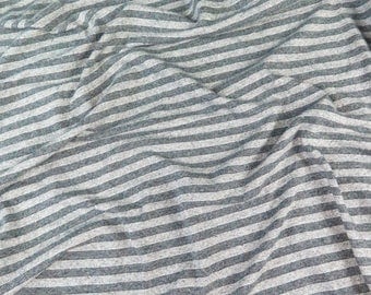 Italian Blue/Grey Stripe Jersey Knit Fabric