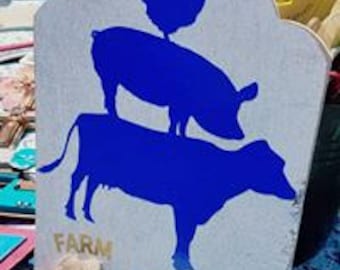 Farm Fresh Pig/Chicken/Cow Wood and Vinly Sign