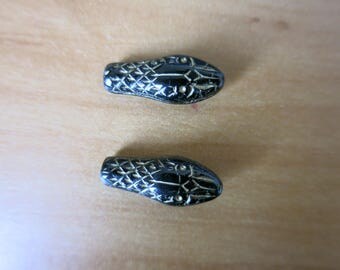 Set of 2 glass snake beads