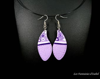 Earrings colors mauve, purple and white