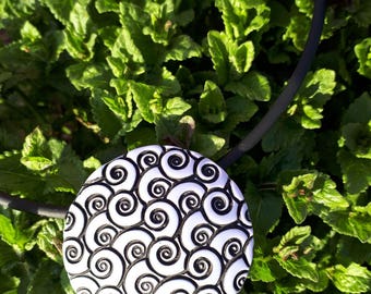"Waves" Fimo coin pendant
