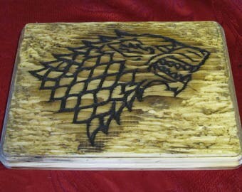 House Stark The North Remembers Game of Thrones Handmade Wood Carving