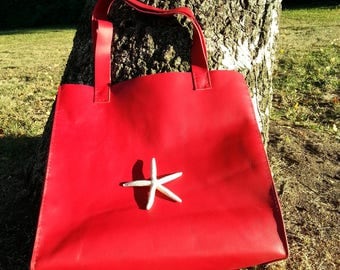 Genuine Leather Red Bag,High quality leather.Tote bag.PLUS BELT!