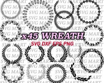 wreath svg, leaf wreath svg, floral wreath svg, laurel wreath, clipart, vector, eps, dxf, png, silhouette, vector, flower wreath