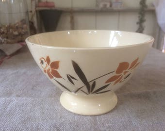 Vintage French café au lait Bowl with botanical print