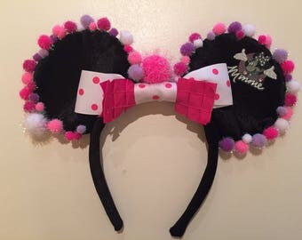 Minnie pink & pom pom ears