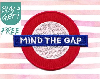 Train Patch London Patches Iron On Patch Embroidered Patch Mind The Gap Caution Sign