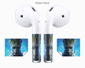 AirPods Stickers Guardians of the Galaxy, Groot, 2-Sets, Wraps, Skin, Cover, Decal
