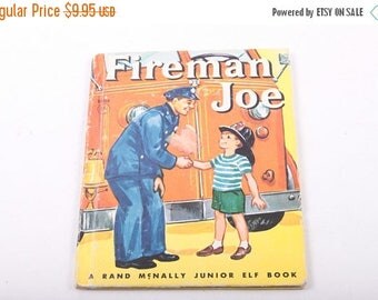 Fireman Joe, Rand McNally, Junior Elf Book, Illustrated, Vintage, Children's Book ~ The Pink Room ~ 160910