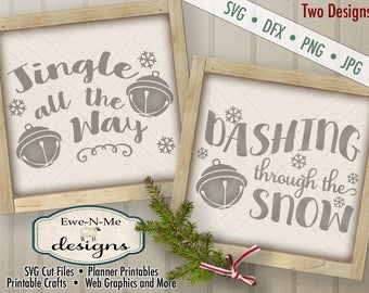 Christmas SVG Cut File - Jingle All The Way SVG Cut File - Dashing Through the Snow SVG Cut File - Jingle Bell - svg, dfx, png and jpg files