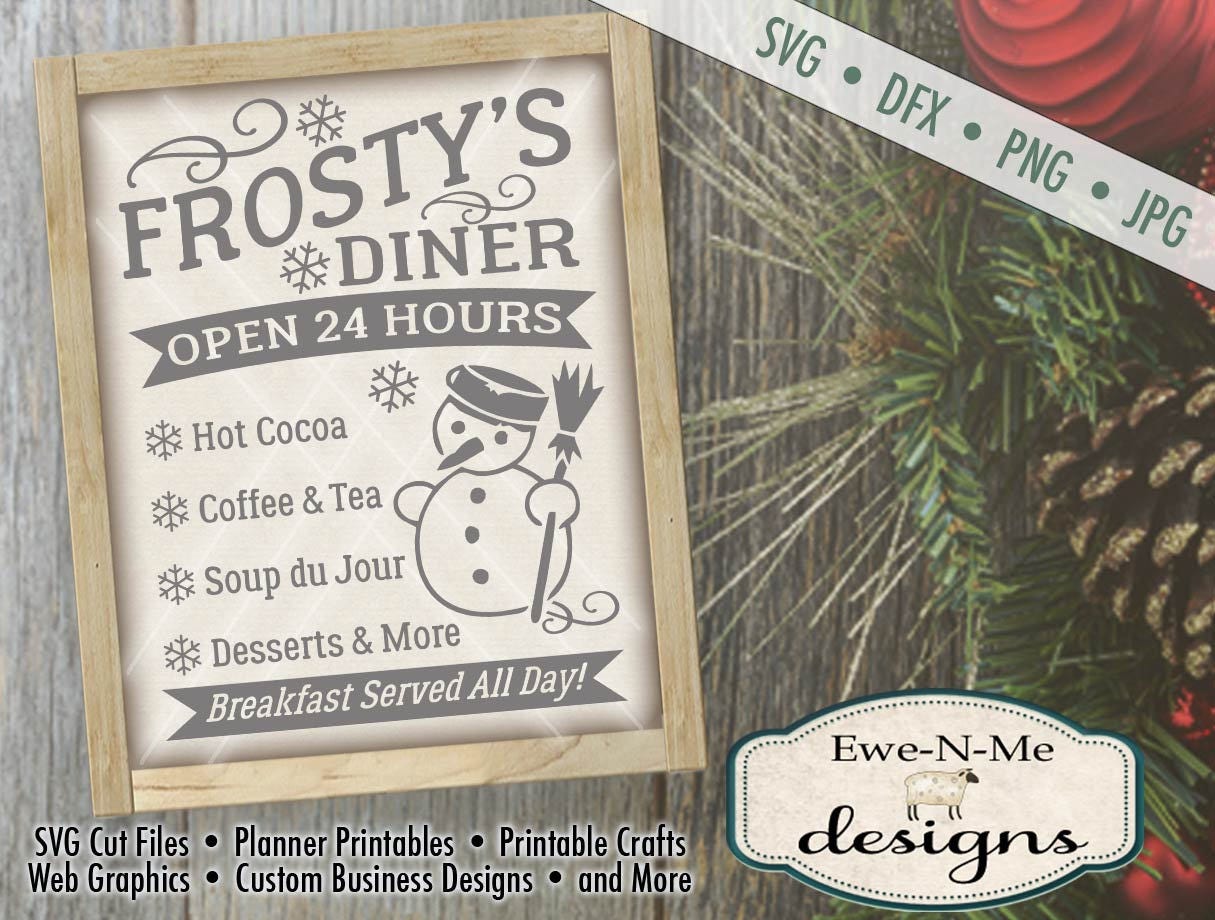 Download Christmas SVG Cut File Snowman svg Frosty's Diner SVG