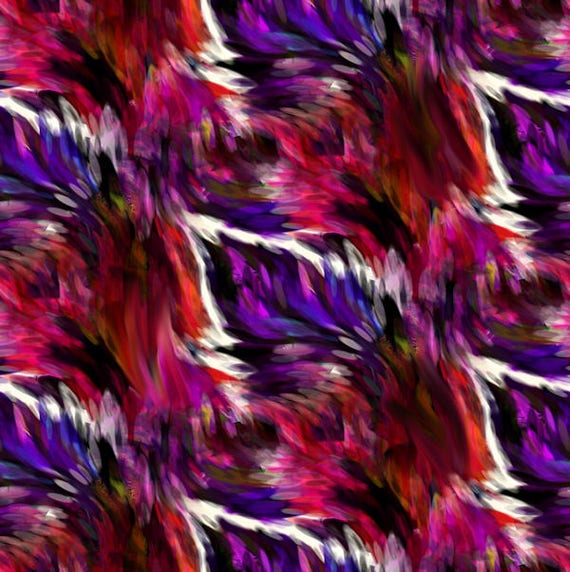 Textile Artist Hand Created Pink Purple Paint Strokes Jersey Cotton Spandex Knit Fabric By The Yard