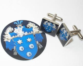 SUMMER SALE Family Crest Cufflinks Custom Made to Order, Square