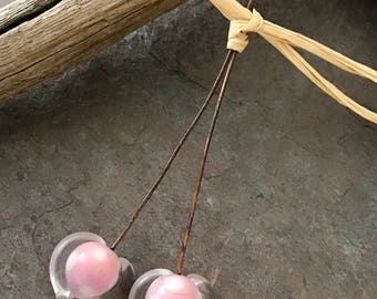 PUFFY HEARTS - Earring Pair - Heart Shaped Handmade Lampwork Head Pins - 2 Headpins