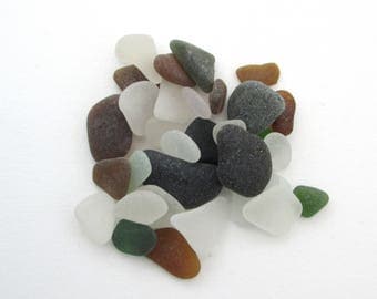 English beach glass, Cornish sea glass, Surf tumbled glass, eco craft supply, jewelry making supplies, 30 frosted pieces, UK collector