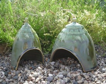 Toad House Set , Toad House , Ceramic Toad House , Fairy Garden Hut , Toad Abode , Garden Village , Whimsical Garden Decoration !