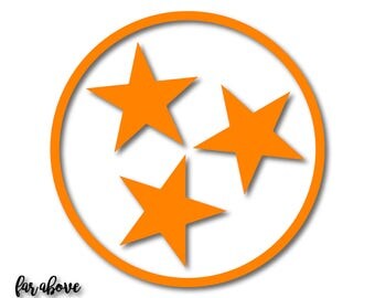 Tristar State of Tennessee TN Tri-Star SVG, EPS, dxf, png, jpg digital cut files for Silhouette Cricut Rocky Top