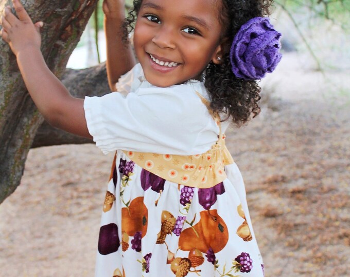 Thanksgiving Dress - Thanksgiving Outfit - Toddler Fall Dress - 1st Thanksgiving - Pom Pom Skirt - Little Girl - Sizes 6 months to 8 years
