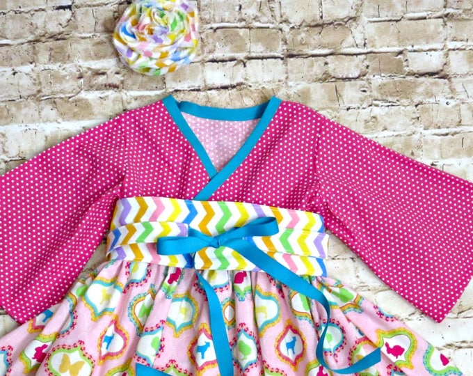Easter Bunny Dress - Girls Twirl Dress - Toddler Spring Dress - Pink - Preteen Dress - Baby Girl Dress - 1st Easter - 12 mo to 14 yrs