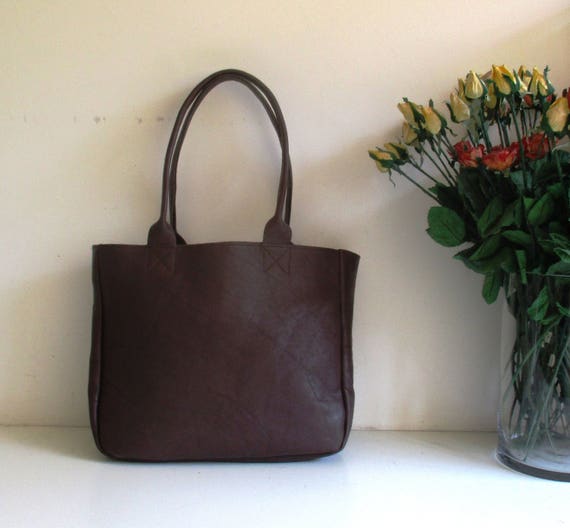 Brown Genuine Leather Tote Shoulder Bag