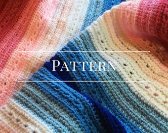 The Eyelet Crochet Baby Blanket Pattern, Easy crochet pattern, red blue