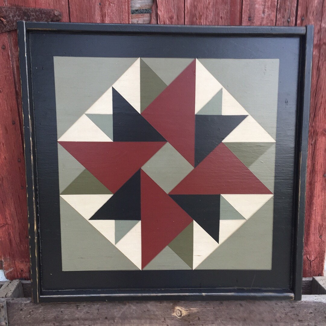 PRiMiTiVe Hand-Painted Barn Quilt 4' Double Aster