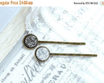 Druzy Hair Pins Hair Pin Set Silver Bobby Pin Sparkly Hair Pins Druzy Bobby Pins Bobby Pin Set