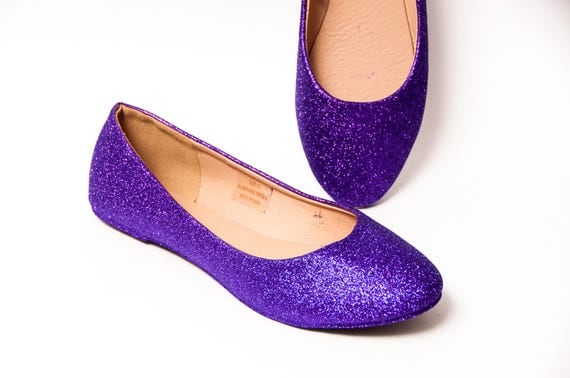 Glitter Passion Purple Ballet Flat Slipper Shoes