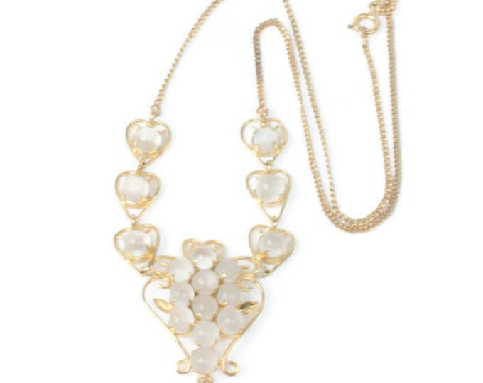 Moonstone Necklace Heart Design Wedding Jewelry Bride Prom Vintage