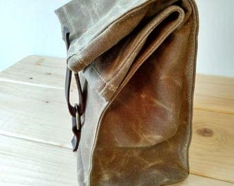 Field Tan Waxed Canvas + Coyote Brown Cordura Insulated Lunch Bag - READY TO SHIP