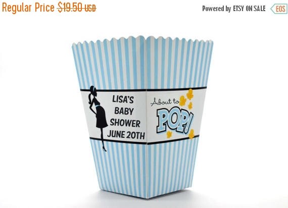 Sale Baby Blue About To Pop - Personalized Baby Shower Popcorn Boxes (Set of 10) Il_570xn