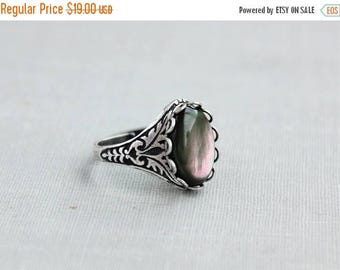 VACATION SALE- Black Pearl Ring. Antique Silver or Antique Brass
