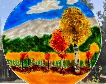 Fused Glass Mountains - Aspen - Forest - Snow-capped Peaks - Woodland - Home Decor