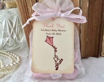 Girl Winnie the Pooh Baby Shower Favor Bags and Tags Set of 10