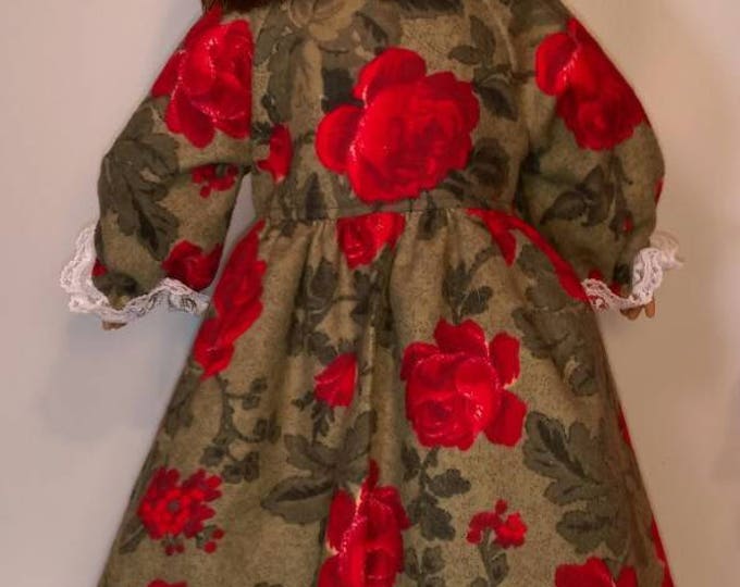Rose print flannel bathrobe fits 18 inch dolls