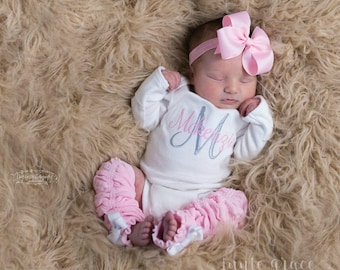 Baby Girl Coming Home Outfit Baby Girl Clothes Newborn Girl Outfit Baby Girl Gift Monogrammed Baby Girl Outfit Baby Girl Leg Warmers