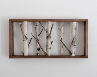 White Birch Forest Wall Art/Shelf 18x12 birch shelf