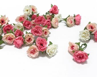 BEST PRICE - 34 Tiny Sweetheart Roses in Shades of Pink and Cream - MINIATURE Roses, Flower Crown, Hair Accessories, Flower Crown, Millinery