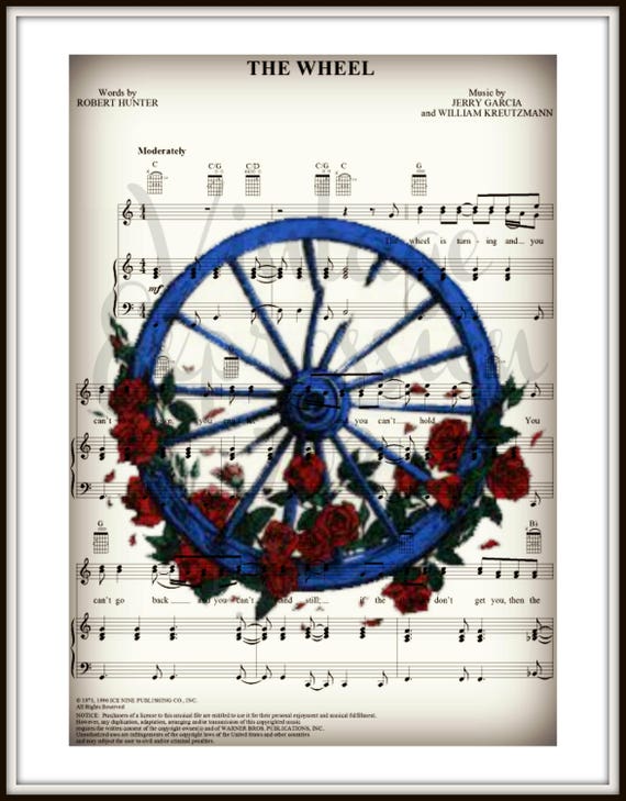 The Wheel Grateful Dead Music Song Sheet Print